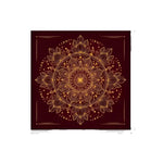 tapis mandala doré rouge cristaux fleurs séchées cartes tarot décoratif spiritualité chambre salon