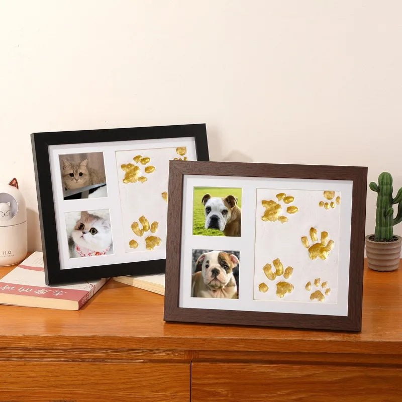 cadre photo moderne imprime pattes animaux photos chats noir blanc