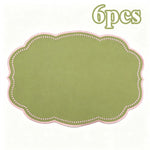 sets table vert olive rose brodé dimensions 42x30cm champêtre assiettes tasses couverts