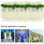 guirlande artificielle fleurs blanc vert feuilles vertes decoration mariage extérieur anniversaire baby shower
