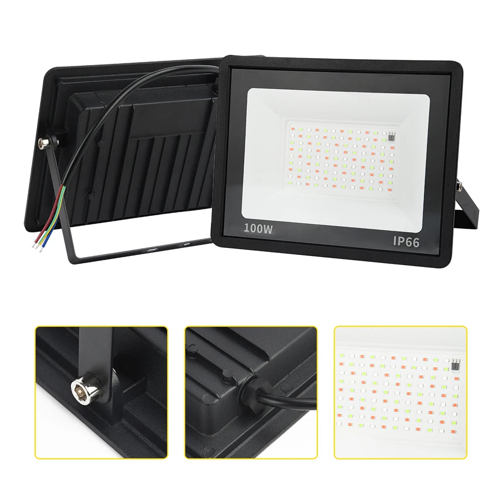 projecteur led noir moderne ip66 clips extérieur 100w 50w 30w 20w 10w