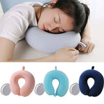 oreiller voyage bleu doux ergonomique coussin double face polyester coton rangement