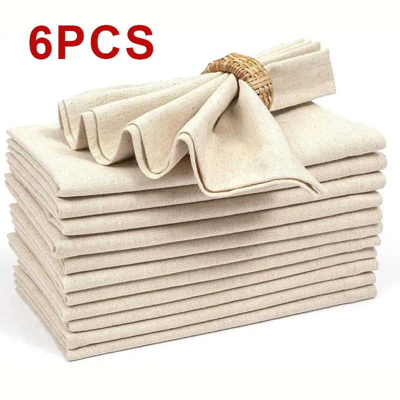 serviettes table maison restaurant beige crème rustique 40x40cm polyester pliées decoration pastorale