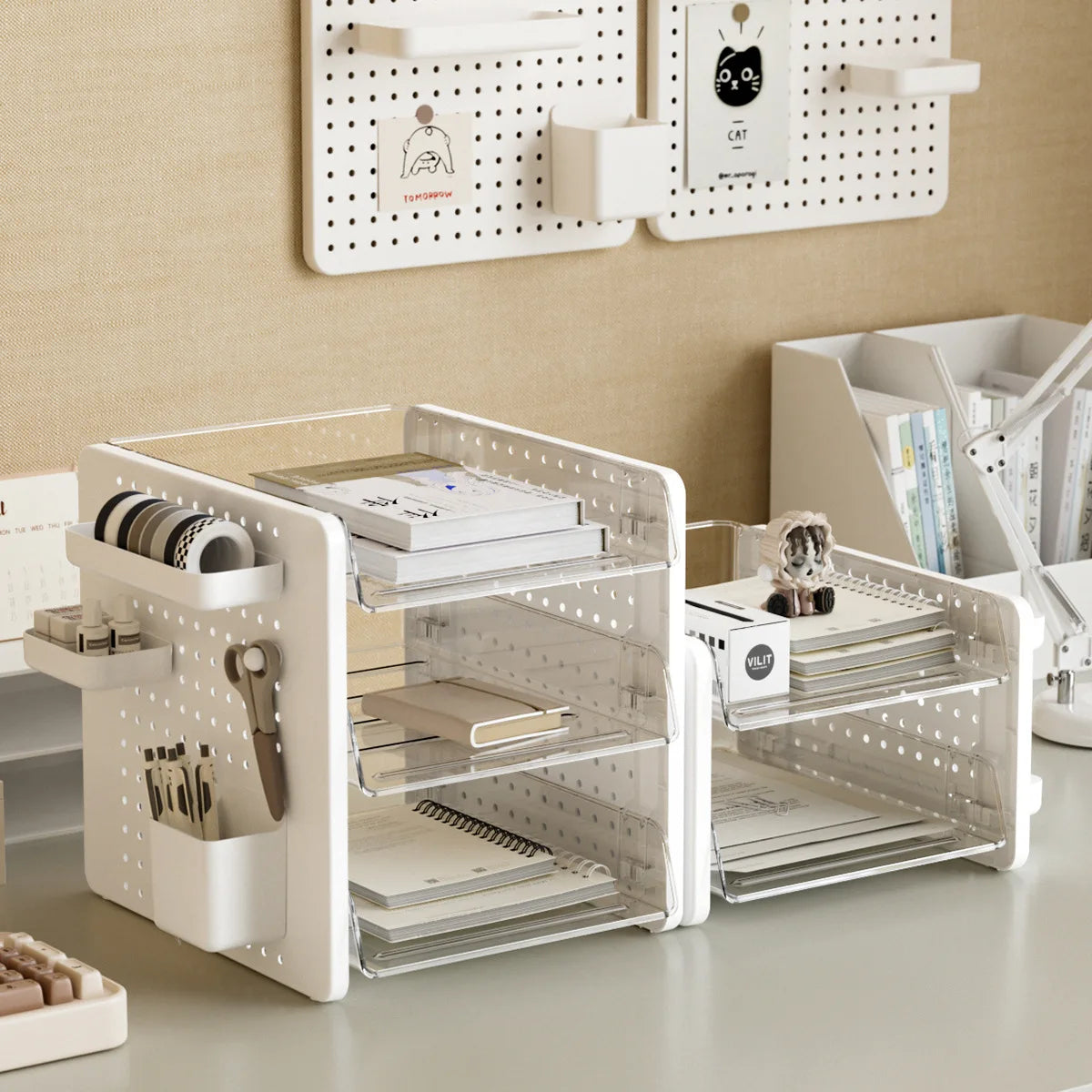organisateur blanc perforé moderne étageries pliables multifonctionnel rangement école officesupply