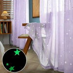 rideau étoiles bleu rose violet moderne translucide chambre enfants salon obscurité brillant anneaux métalliques