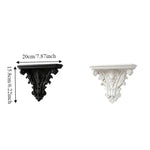 étagère murale décorative noire blanche supports sculptés chandelles bougeoirs vases fleurs petits éléments ornementaux