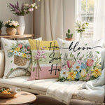 housse coussin floral inspirant moderne polyester peachskin 40x40 45x45 50x50 60x60 opaque motifs fleurs