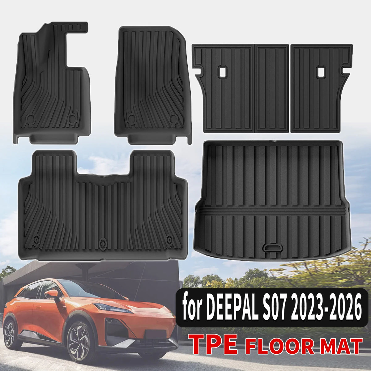 tapis sol voiture noir rayures horizontales moderne imperméable tout terrain