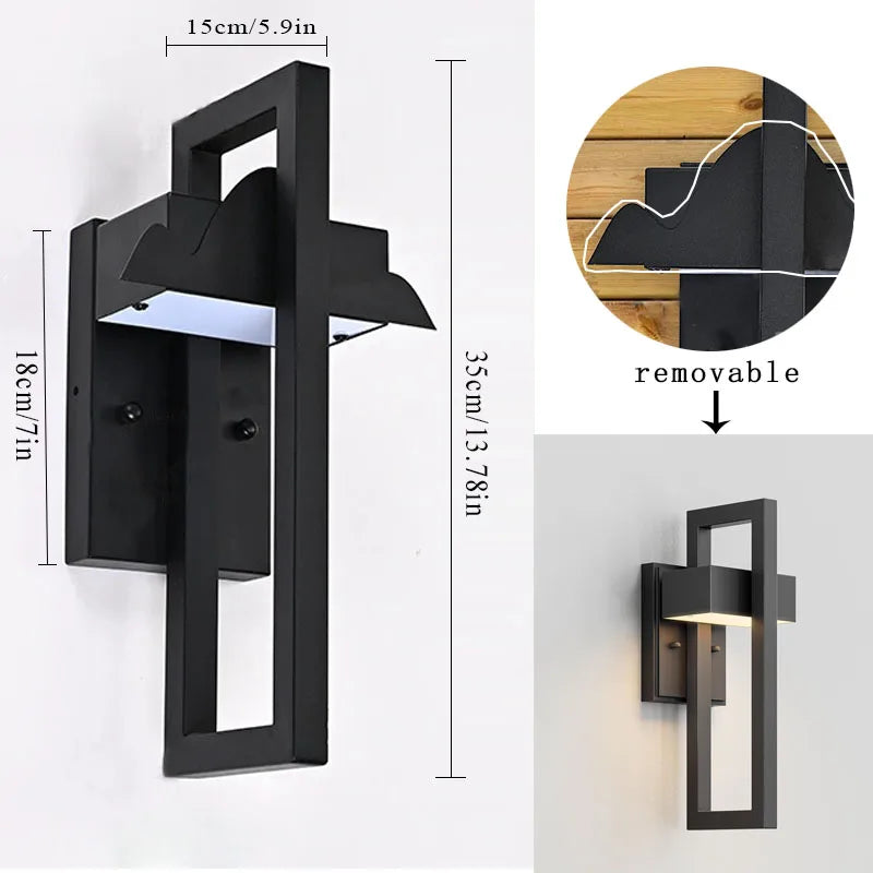 lampe murale moderne led noire éclairage extérieur 35cm ip65 249lm 265v