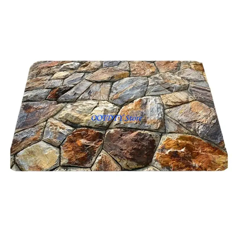 tapis paillasson illusion optique bleu vert marron jaune anti dérapant sécurité moderne naturel