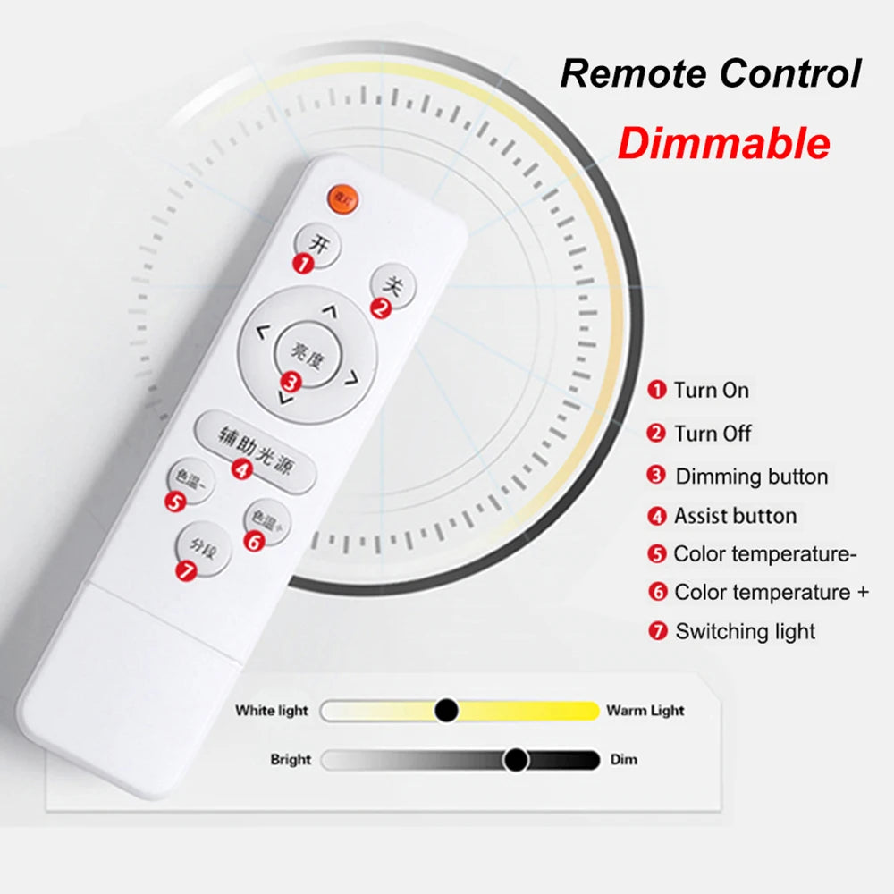 Panneau led blanc circulaire moderne aimant télécommande 60w 72w 80w 100w