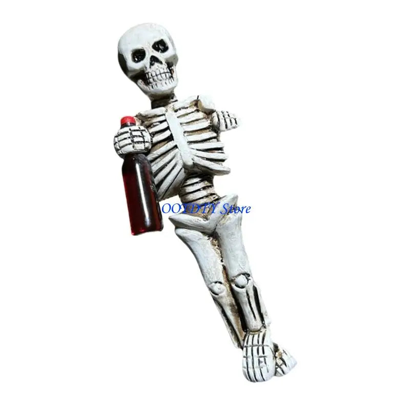 figurines squelette résine boissons halloween blanc rouge jaune aspect osseux texture rugueuse
