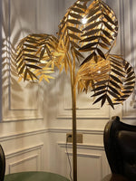 lampe poser moderne led dorée feuilles palmier base plate salon chambre coucher