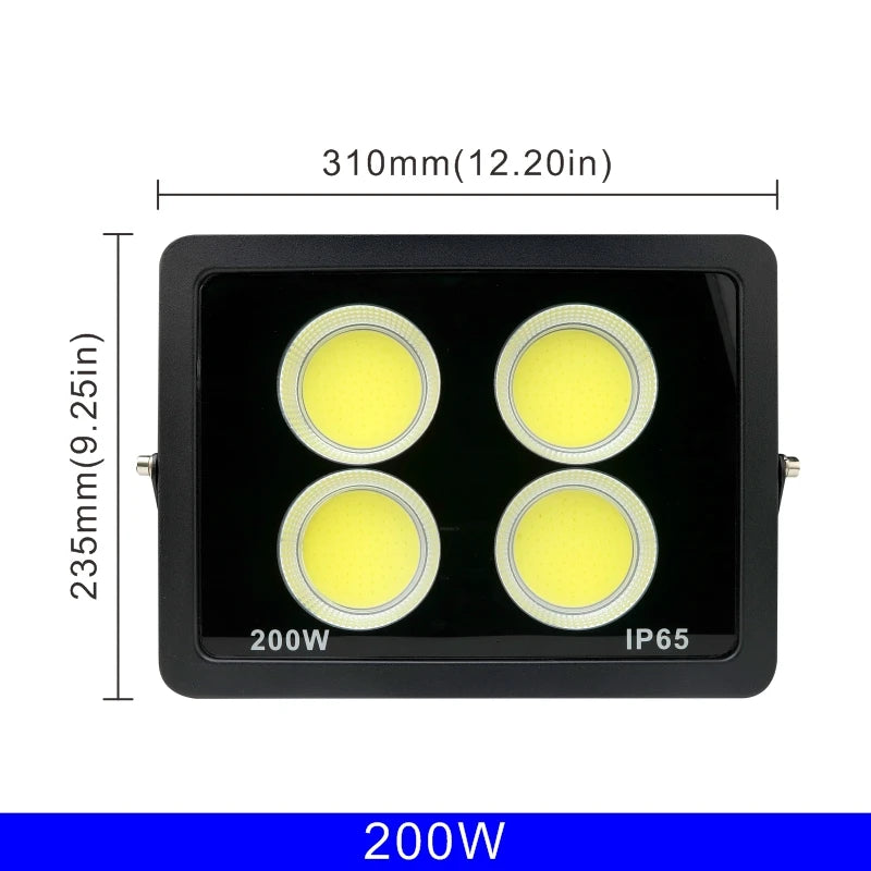 projecteur led cob ip65 moderne 220v 50w 100w 200w 300w noir clips câbles