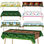 nappe plastique dinosaure motif enfant anniversaire decoration table verte marron blanc