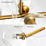 Suspension lumineuse or noir sphères transparentes moderne ampoules led