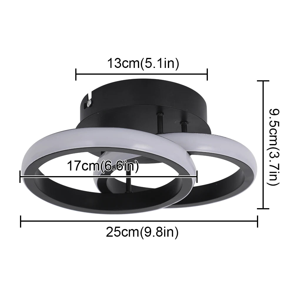 lampe moderne ruban led blanc noir circulaire anneaux superposés suction sécurité