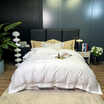 lit parure blanc moderne bordure décorative ultra doux 100 coton pièces drap housse taies