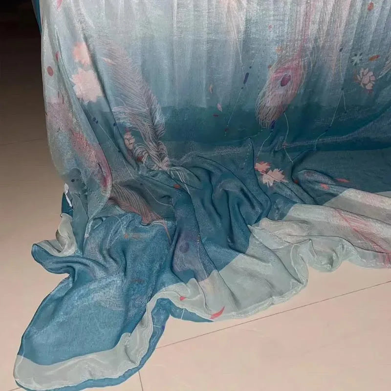 housse couette soie transparente motifs floraux semi transparente grande taille dimensions 240x220cms couleurs noir