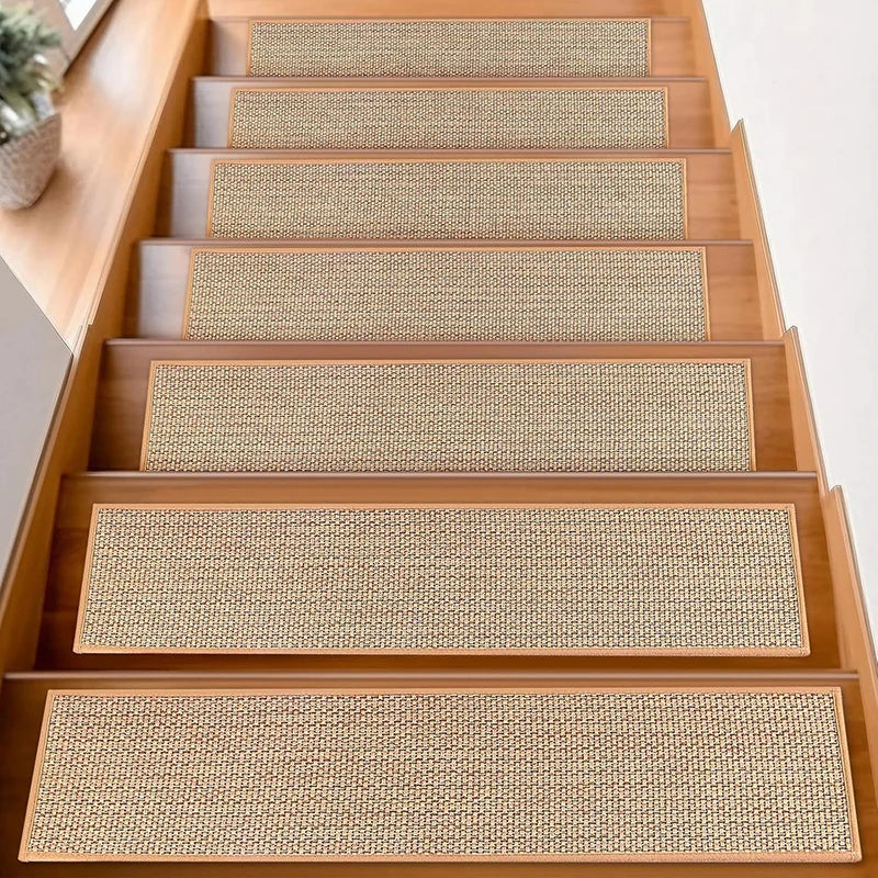 tapis d'escalier moderne rectangle polyester adhésif beige marron gris clair décoration intérieure chambre salon