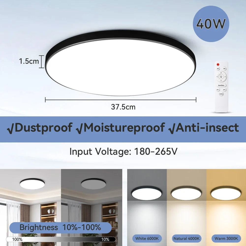 plafonnier led blanc doré moderne télécommande 30w 40w 50w étanche
