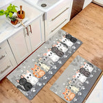 tapis sol chatons mignons gris blanc noir moderne imperméable résistantintérieur cuisine salon