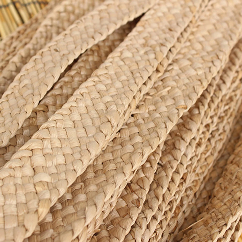 ruban tissé paille beige clair tressé artisanal bricolage décoration création chapeaux sacs 10mètres