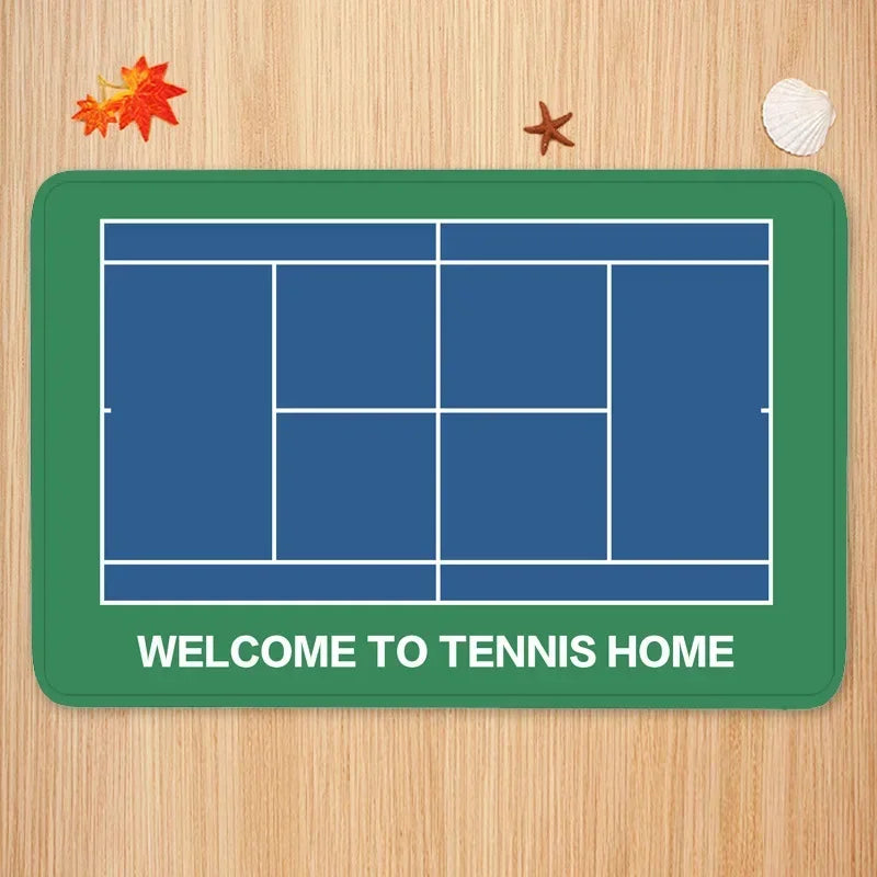 tapis sol moderne terrain tennis bleu vert orange antidérapant polyester coton 40x60cm 50x80cm