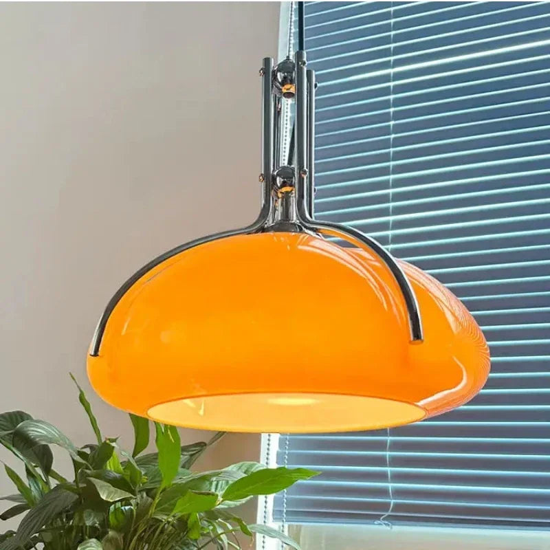 lampe suspendue moderne orange mat pendentif crochet métallique câble noir cuisine salon chambre