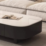 table basse moderne rectangle bois blanc noir tiroirs plateau amovible minimaliste italien
