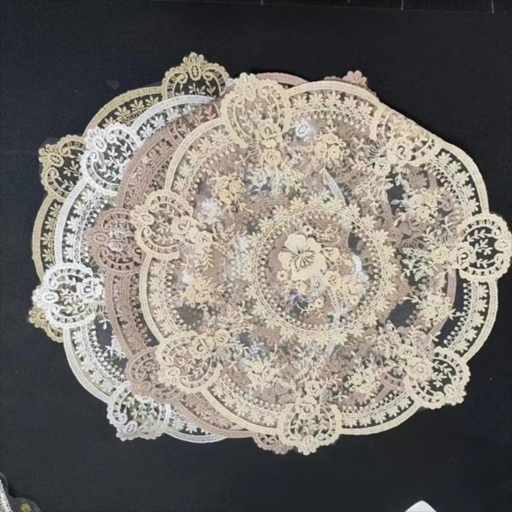 nappe rectangulaire dentelle fleur motif pâques table manger shabby chic décorative polyester translucent festive