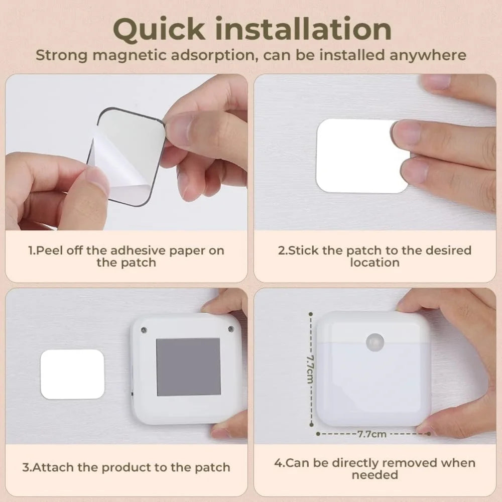 lampe nuit led détecteur mouvement rechargeable usb blanc moderne adhésif