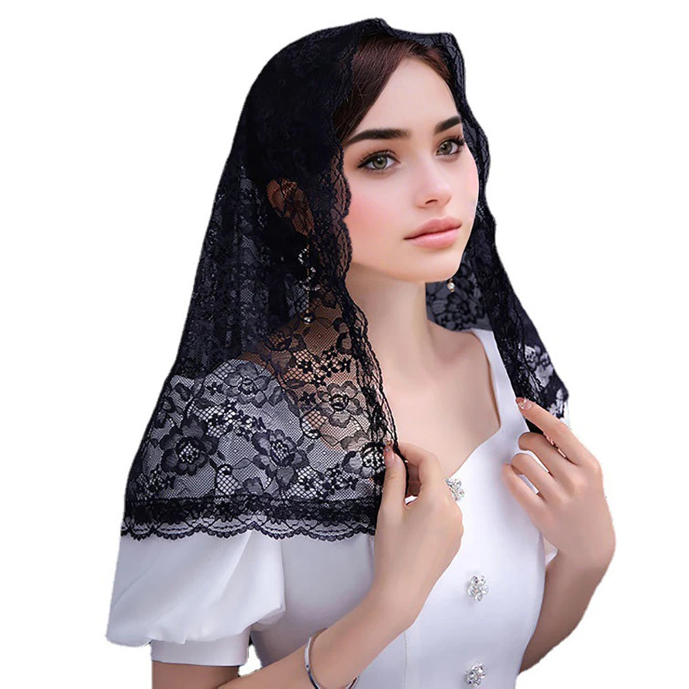 voile mariée dentelle polyester femme traditionnel blanc noir transparent