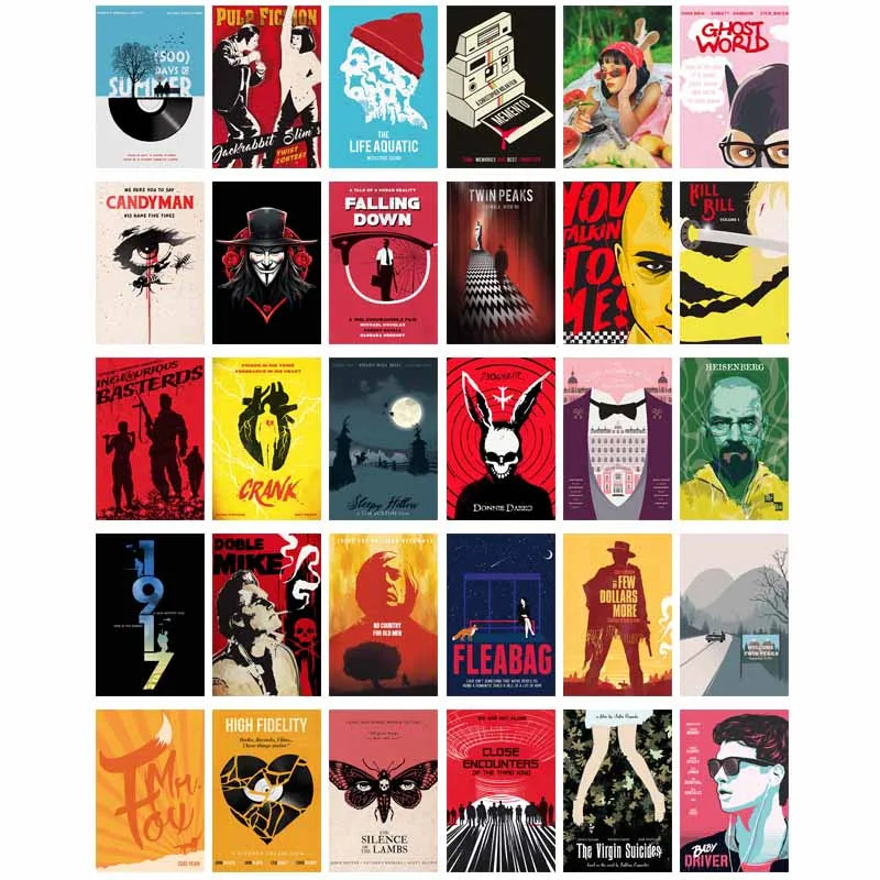 affiches films classiques graphiques moderne décoration murale salon multicolore silhouettes motifs simples minimaliste