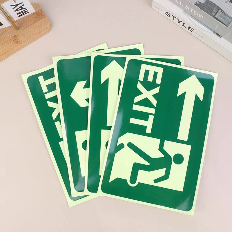 panneau sortie lumineux vert adhésif graphique moderne silhouette mouvement directionnel sécurité évacuation