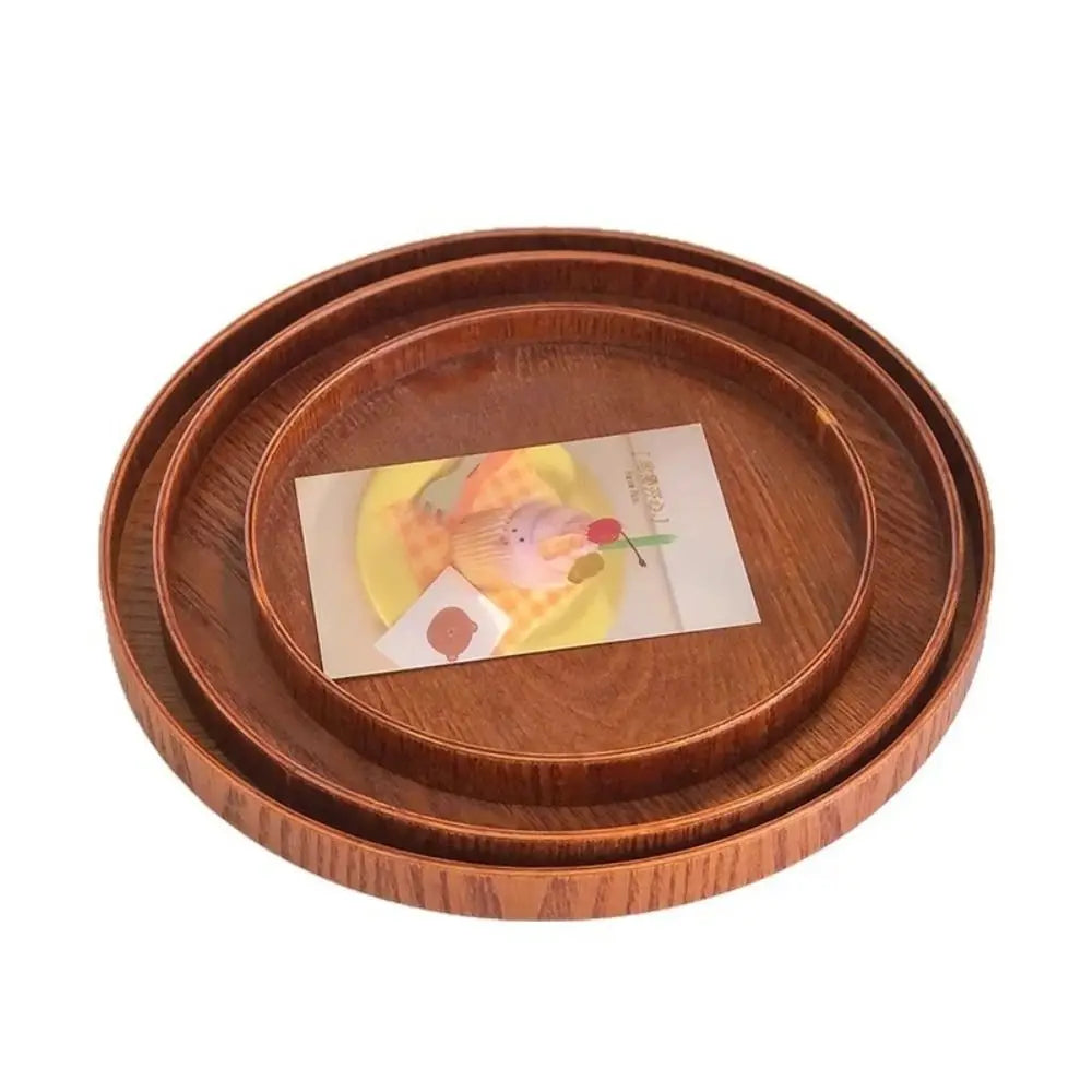 assiettes plates bois marron grain naturel modernes set différentes tailles