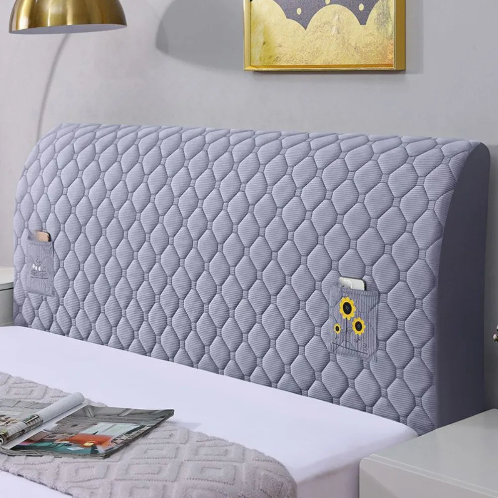protège tête lit quadrillé adhésif moderne bleu clair gris beige poche tournesol 120 150