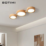 plafonnier bois massif moderne éclairage surface rond led naturel minimaliste