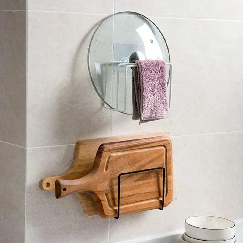 porte plaque cuisson porte serviette porte couvercle adhésif moderne minimaliste bois naturel noir