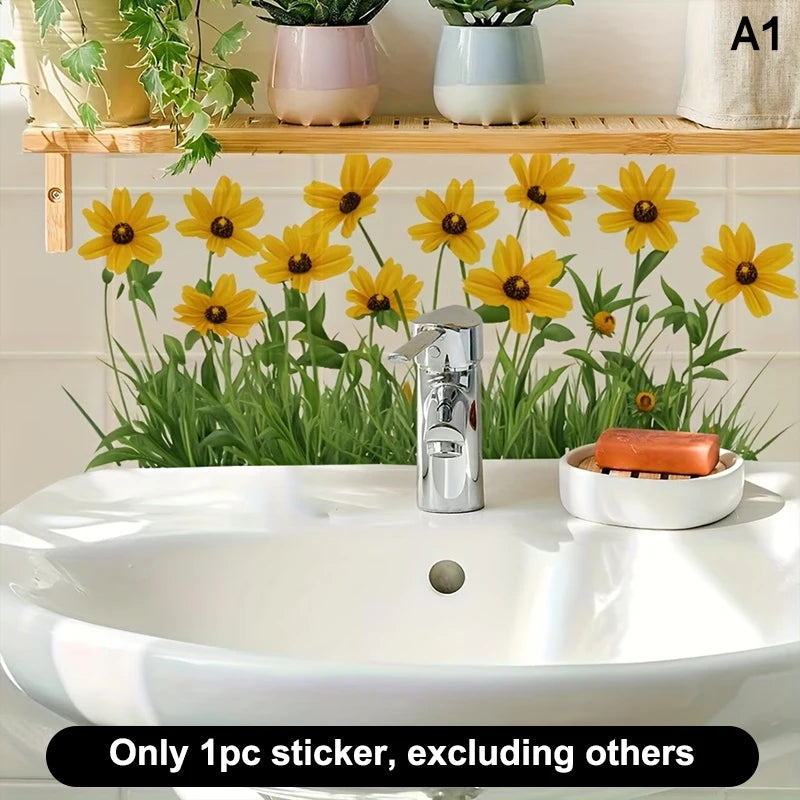 sticker mural fleurs plantes fruits exotiques coraux adhésif amovible résistant eau naturel exotique salon