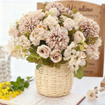 bouquet fleurs artificielles velours rose blanc beige vert modernes élégantes décoration intérieure mariage anniversaire