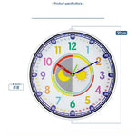 horloge murale moderne enfants chiffres colorés fond blanc cadre argenté silencieuse salon chambre