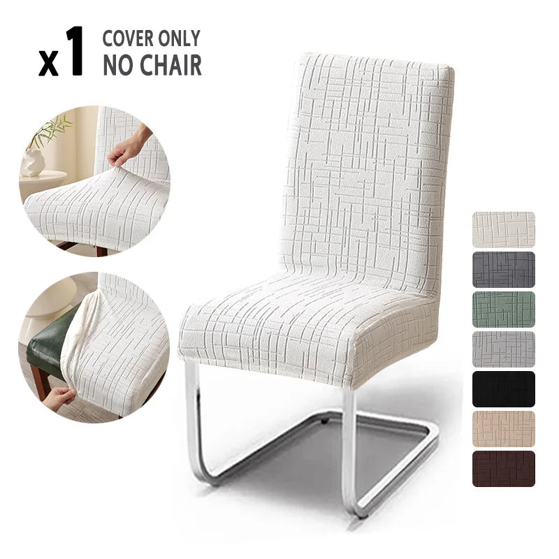 housse chaise salle manger gris carreaux moderne élastique polyester siège cuisine banquet