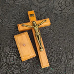 croix religieuse bois figurine jesus christ inscription inr église décoration maison stable or bronze