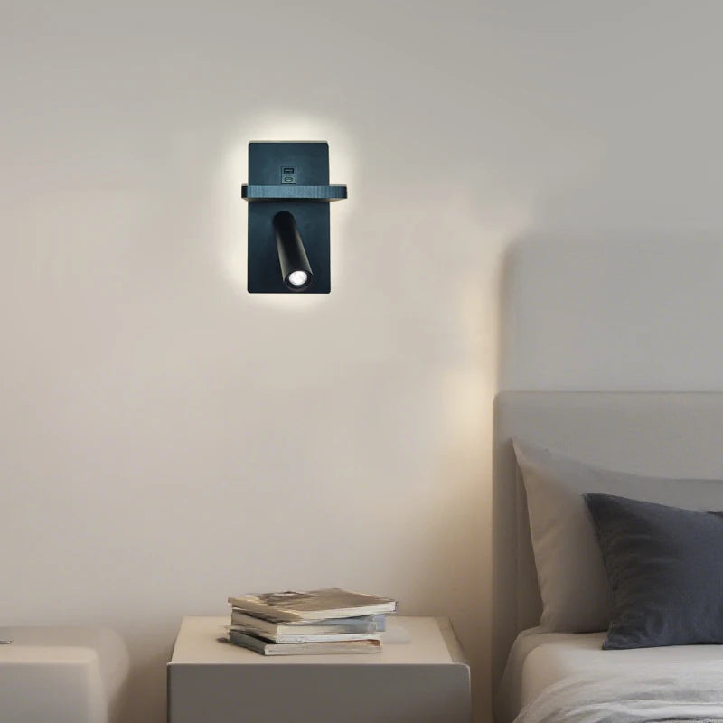lampe murale moderne recharge sans fil prise usb chambre salon étude cuisine