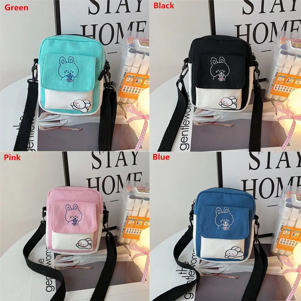 sac bandoulière patchwork imprimé animaux mignons noir bleu rose vert moderne polyvalent broderie toile