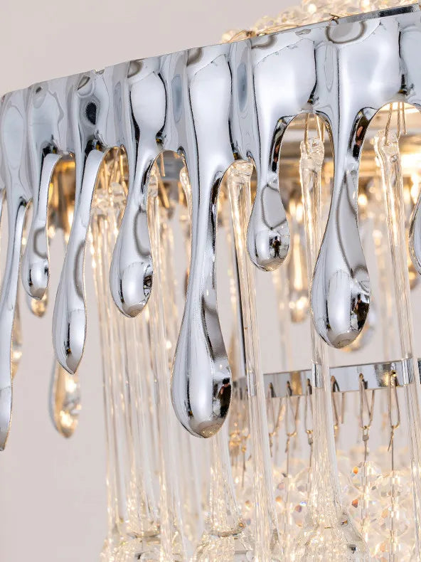 lustre cristal transparent argenté géométriques classique facile chambre salon