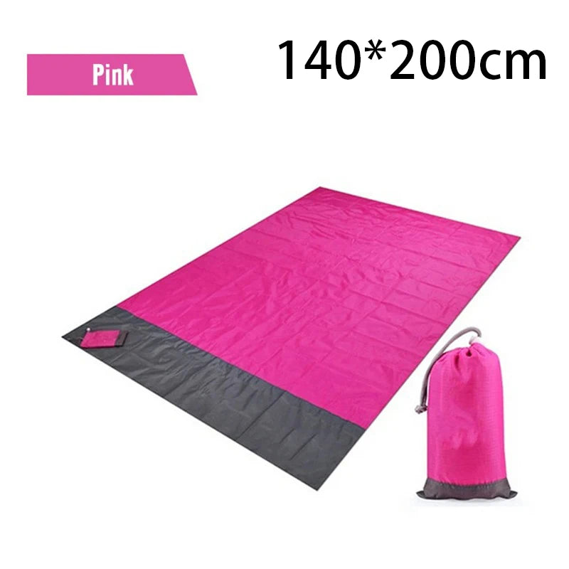 tapis plage imperméable bleu moderne sac rangement clous carabiner camping
