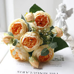 bouquet fleurs artificielles rose pivoine gypsophila mariage anniversaire décoration intérieureextérieur 30cm