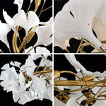 suspension lumineuse feuilles stylisées blanc doré contemporain opacité eyelets chambre salon